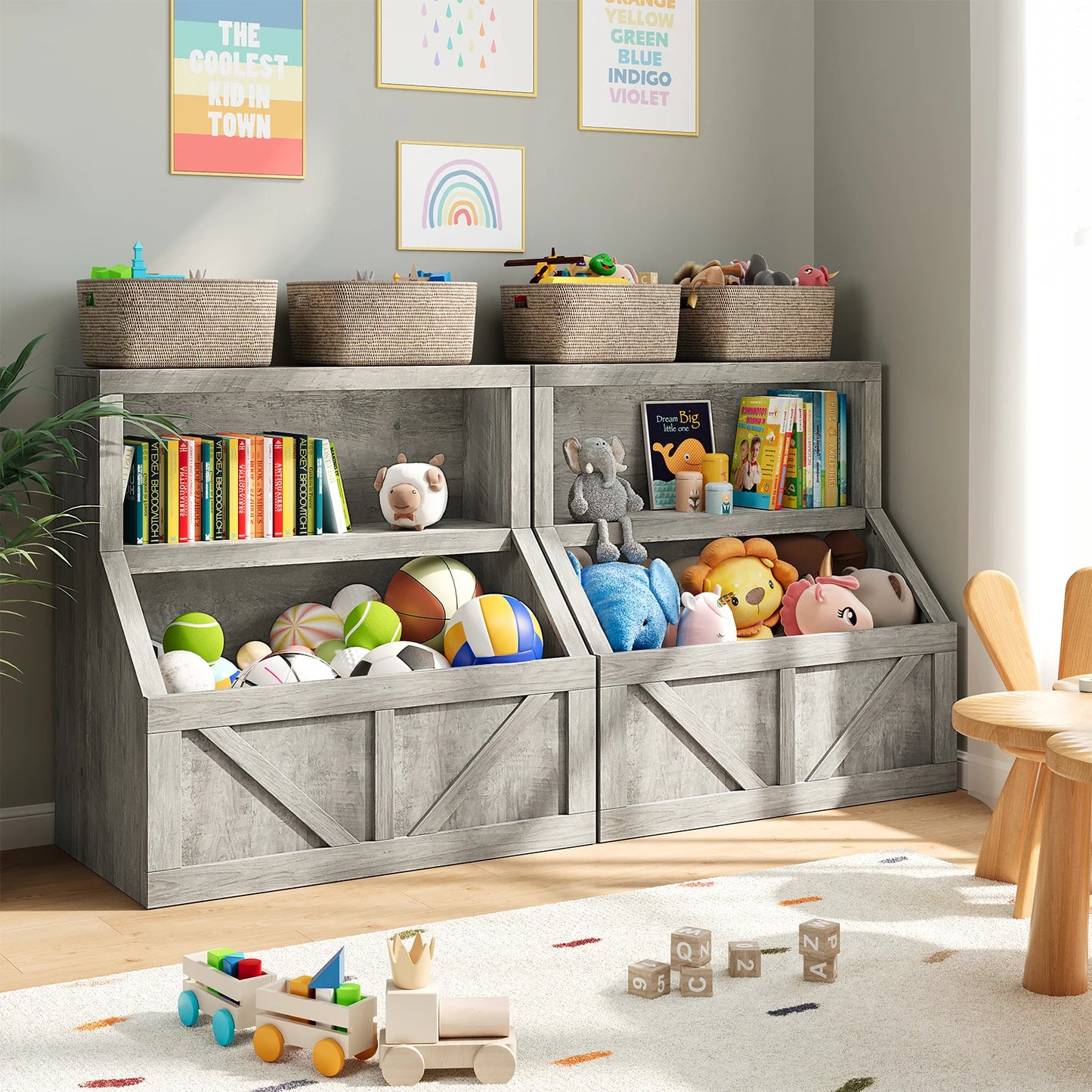 Kids' Bookcase Toy Storage Organizer Cabinet