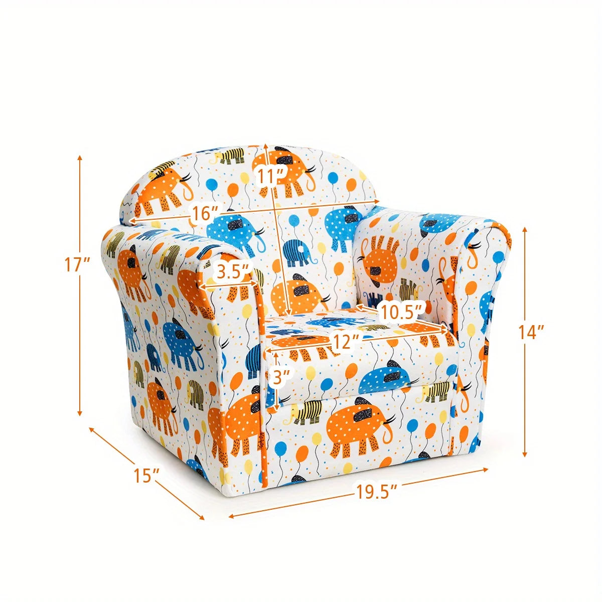 Children's Soft Cushion Armchair With Wooden Frame And Anti Slip Foot Nails