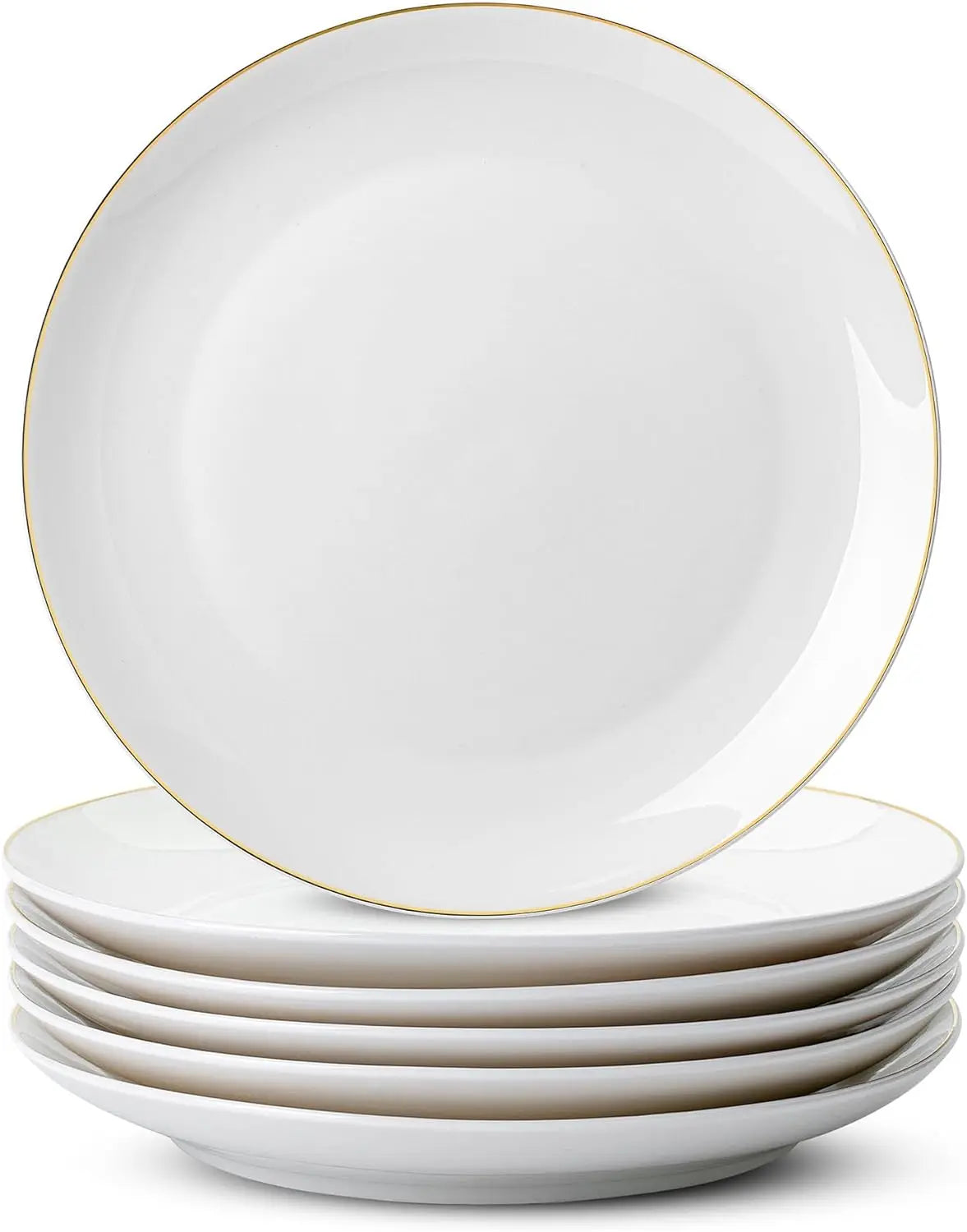 Set of 12, White Porcelain Dinner Plates, 10.5"