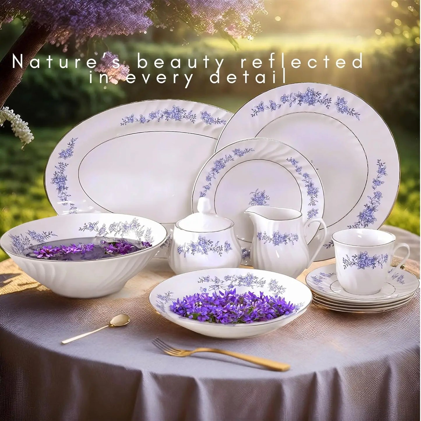 Royal Rose Floral 45-Piece Dinnerware Set