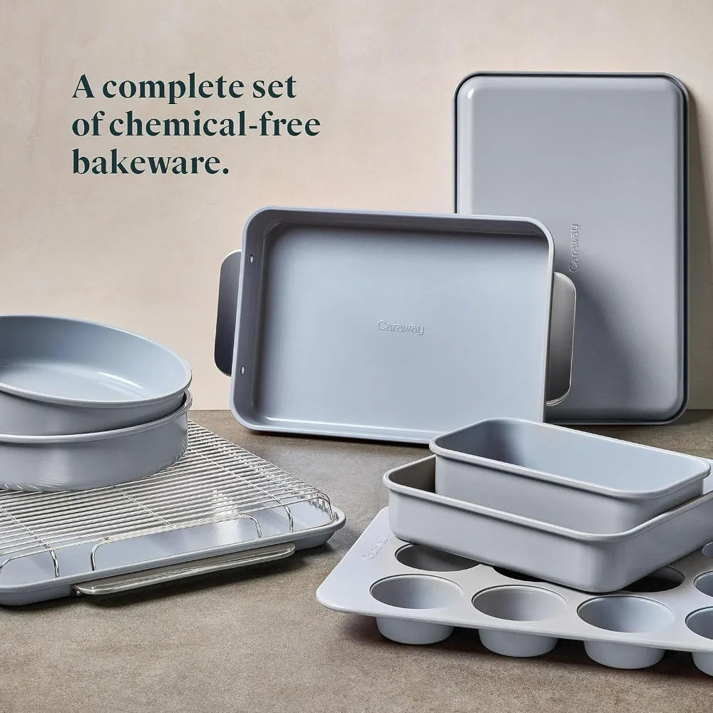 Aluminized Steel Body Nonstick Ceramic Bakeware Set (11 Pieces)