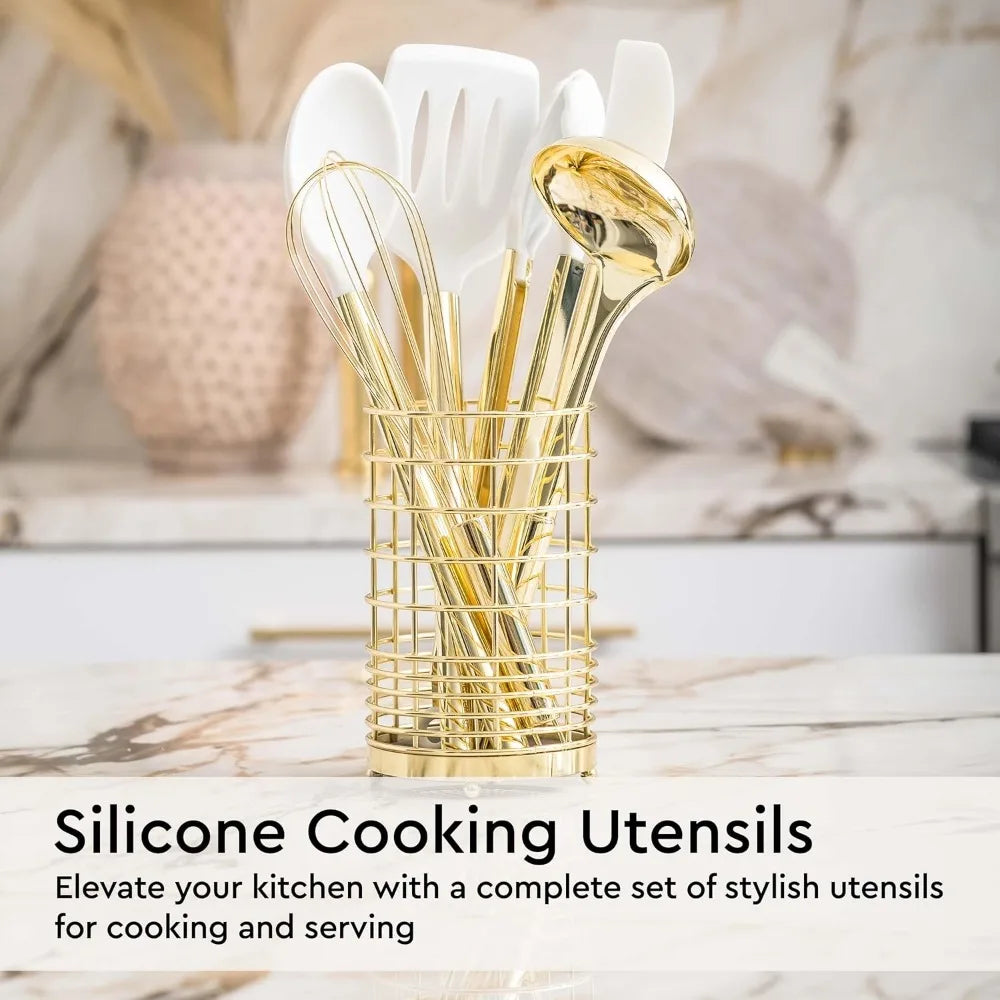 23 Piece Luxe White and Gold Kitchen Utensils Set