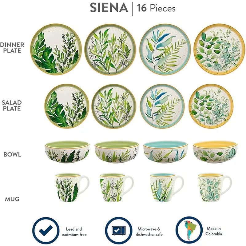 16– piece Hand Painted Ceramic Dinnerware Set