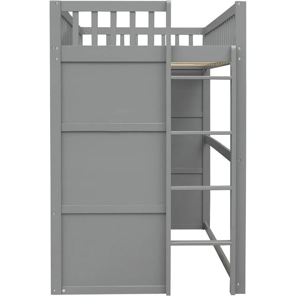 Twin Solid Wood Loft Bed Frame Playhouse