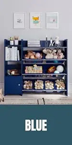 Kids Playroom Organization Shelving Unit with Removable Storage Bins