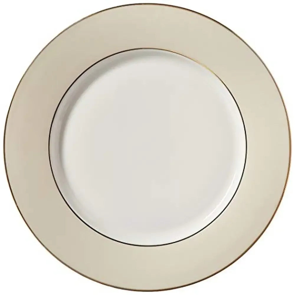 Elegant 57-Piece 24K Gold Trim Beige Border Bone China Dinnerware Set