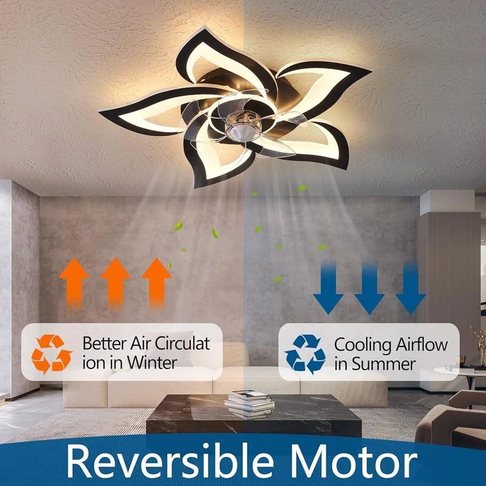 6 Speed Geometric Flush Mount Remote Control Ceiling Fan