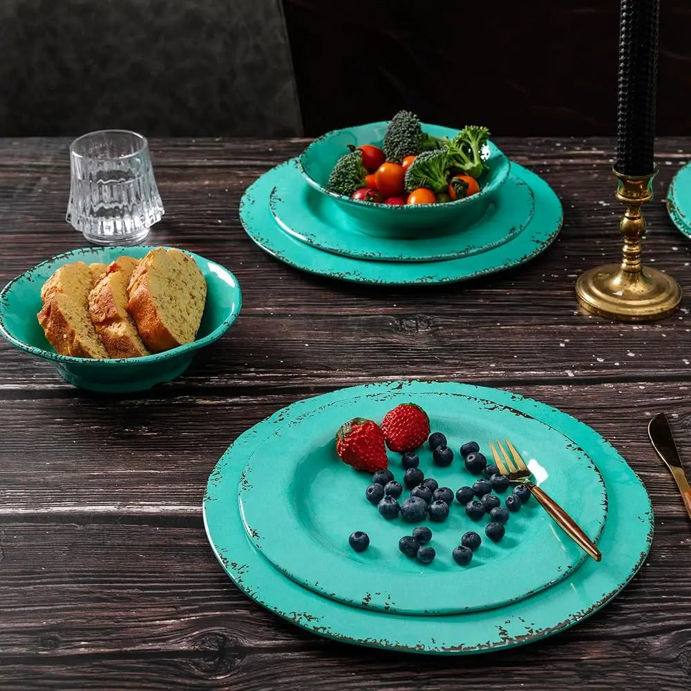 18-Piece Farmhouse Melamine Dinnerware Set
