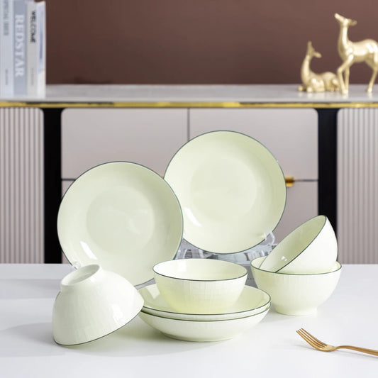 8-Piece Green Porcelain Dinnerware Set