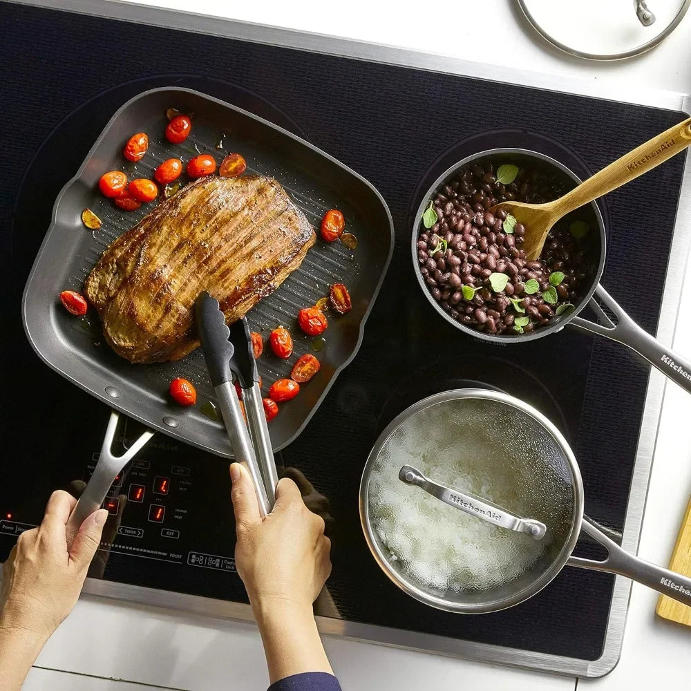 10 Piece Non Stick Cookware Set, Matte Black