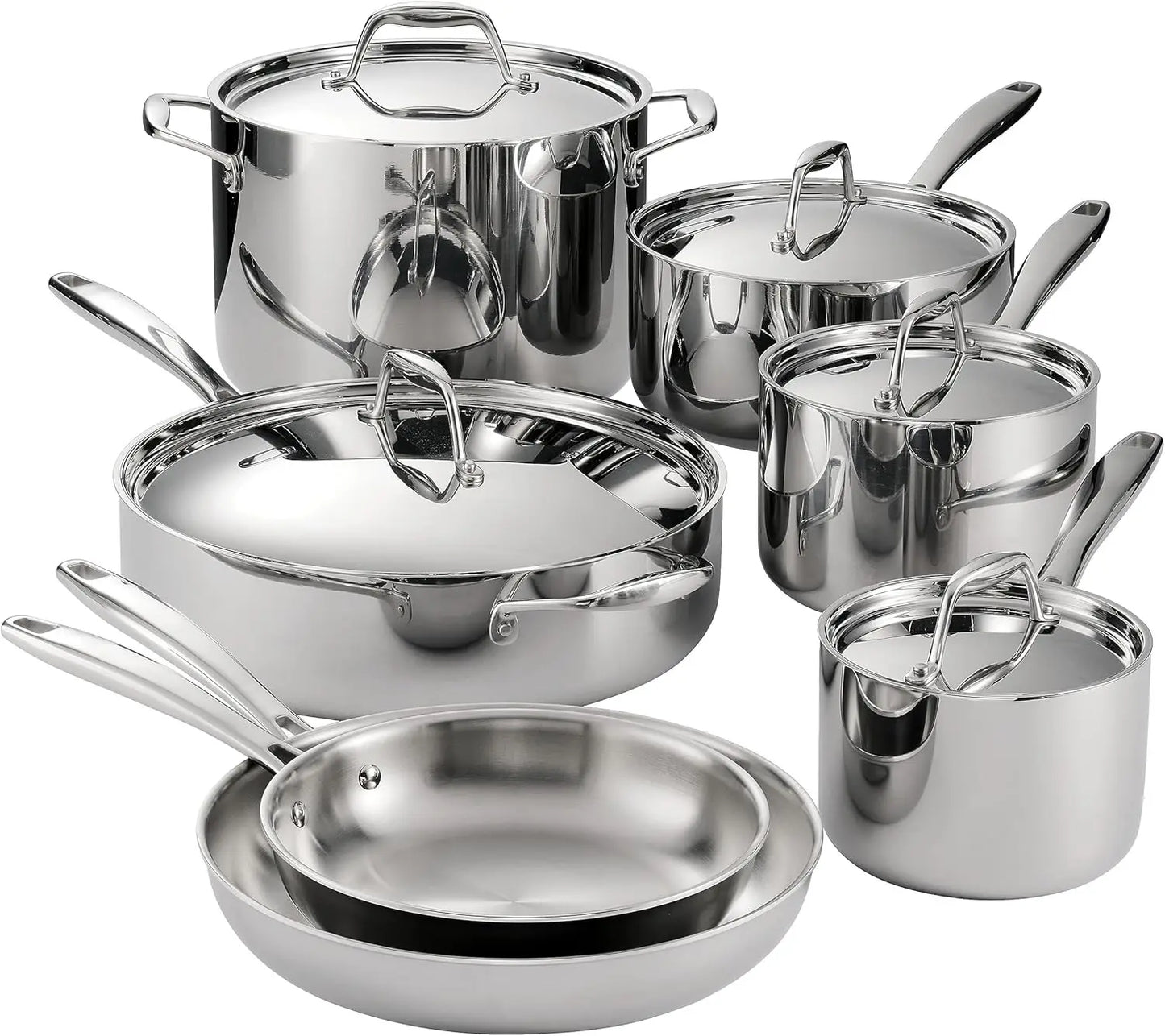 12-Piece Tri-Ply Clad Stainless Steel Cookware Set With Lids