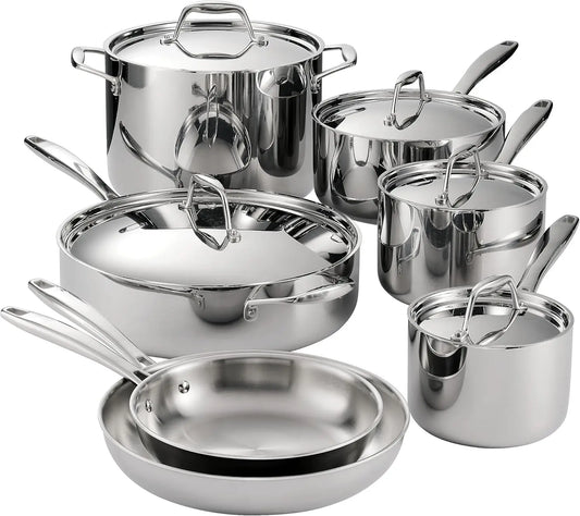 12-Piece Tri-Ply Clad Stainless Steel Cookware Set With Lids