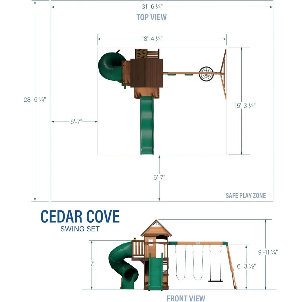 Cedar Wood Swing Set Playhouse