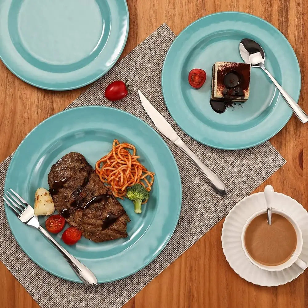 18-Piece Melamine Dinnerware Set, Teal