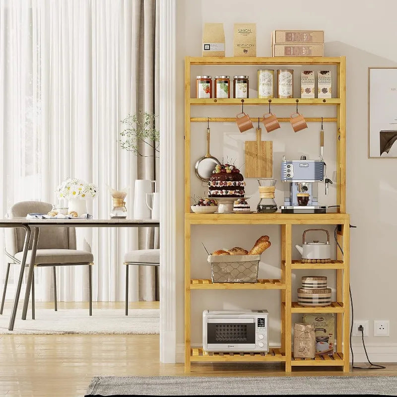 Freestanding Bakers Rack with Power Outlet