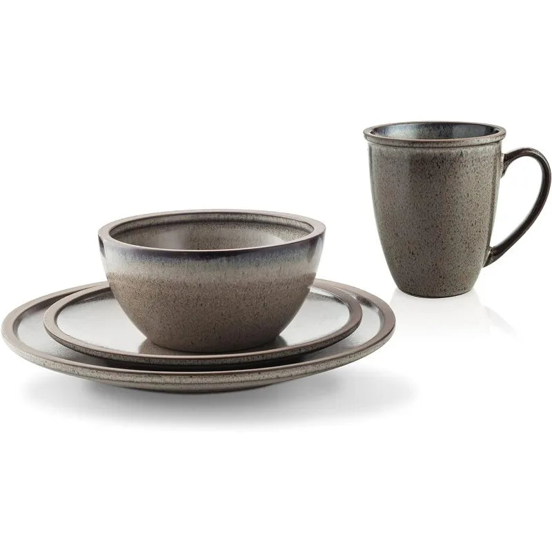 Tom Stoneware Reactive Glaze Dinnerware Set, 16/32 piece