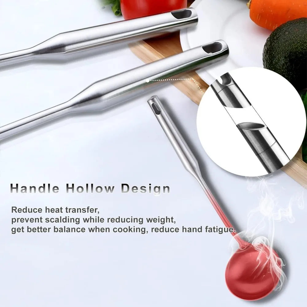 304 Stainless Steel Kitchen Utensils, 9 PCS Metal Cooking Utensils Set