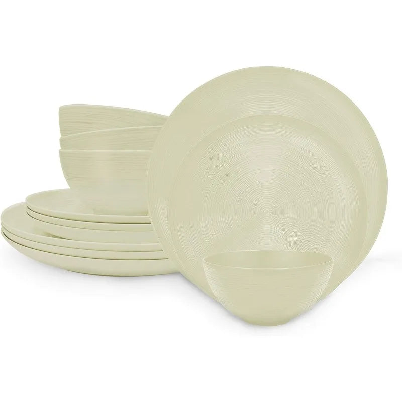 12 Piece Melamine Plastic Dinnerware Set