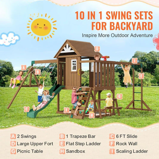 10 In 1 Playground Swing Set