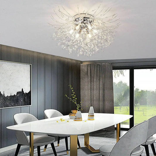 Modern Dandelion Crystal Flush Mount Ceiling Light