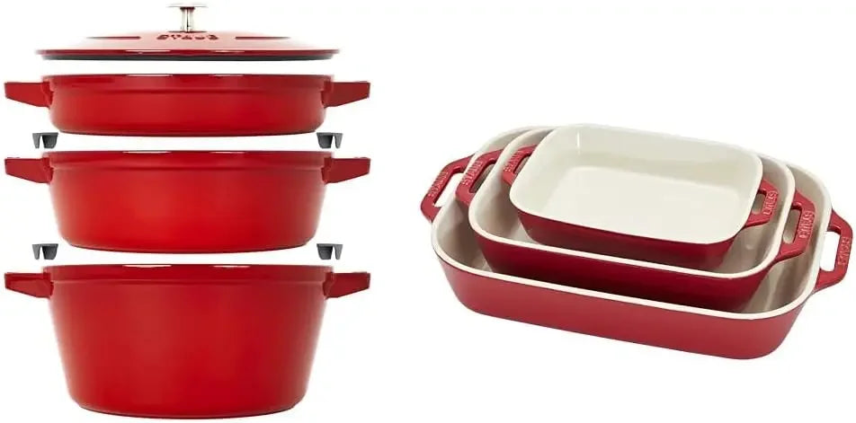 Cast Iron 4-pc, Stackable Space-Saving Cookware Set