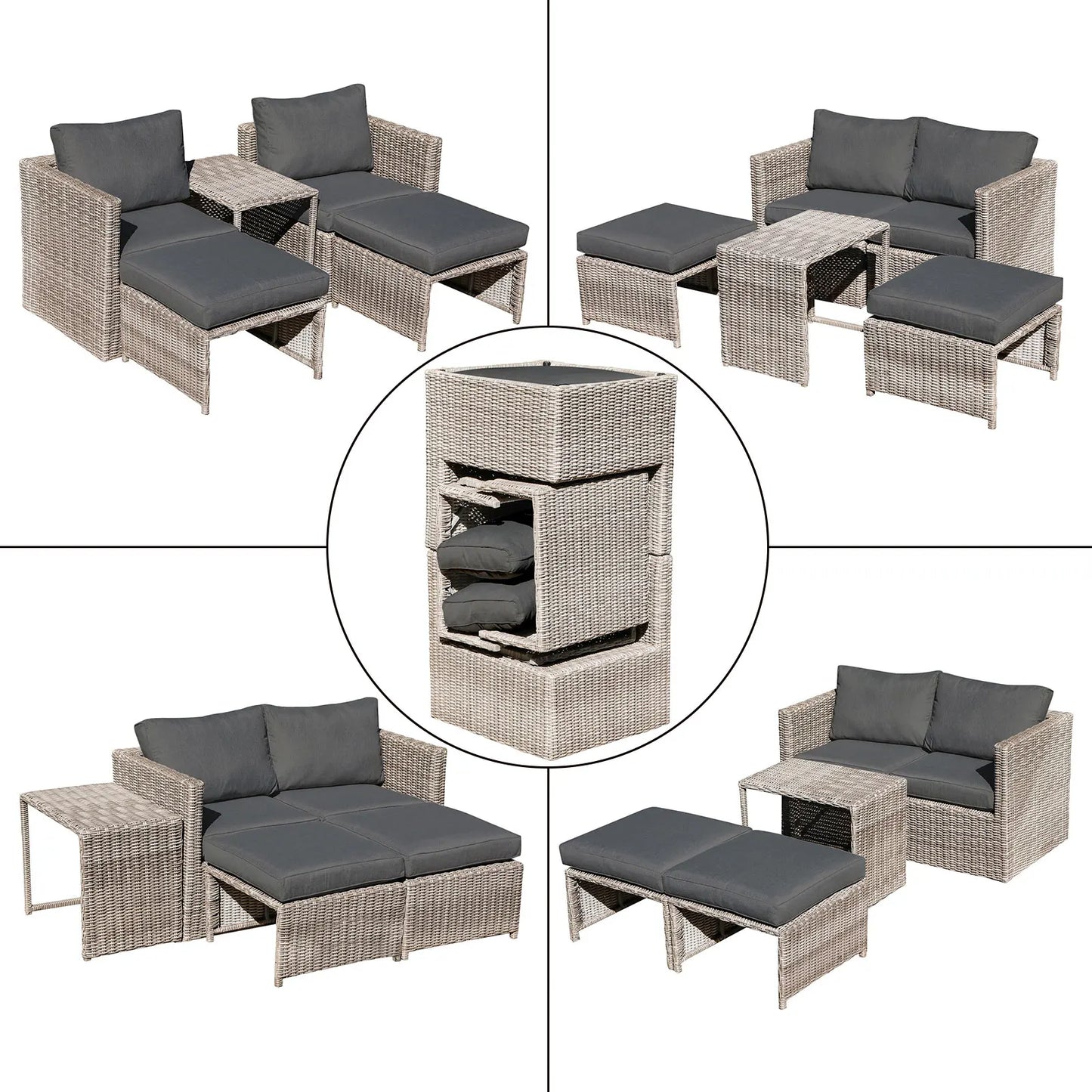 5 Piece Outdoor Conversation Wicker Seating Group