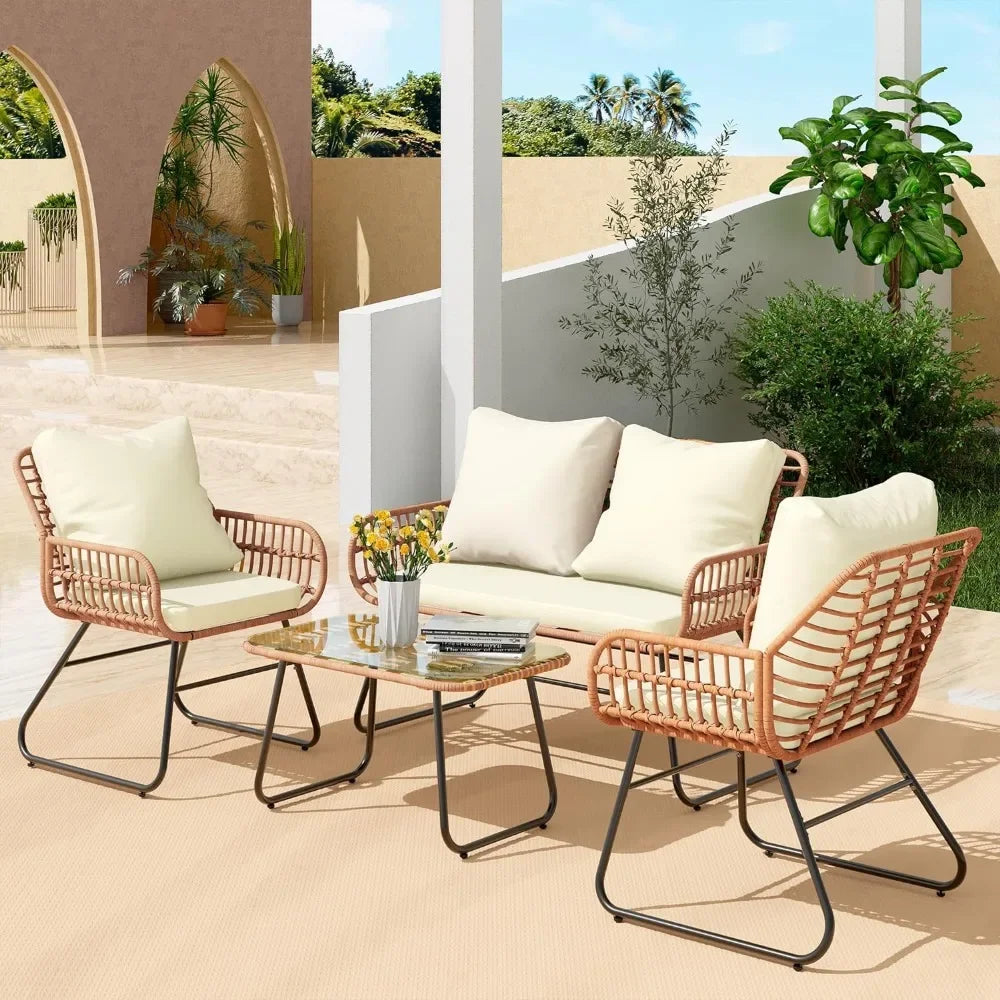 4-Piece Rattan Patio Furniture Set