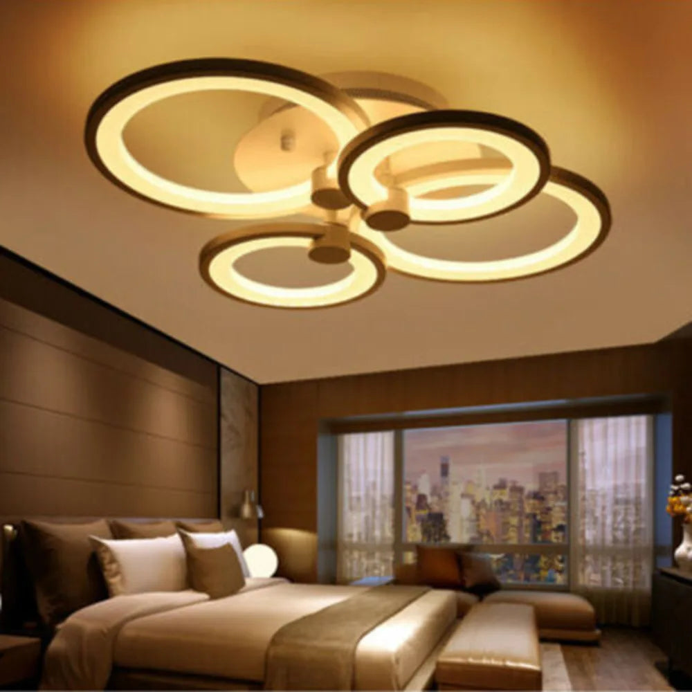 Modern LED Acrylic 4-head Flush Mount Ceiling Light W/ Remote Control