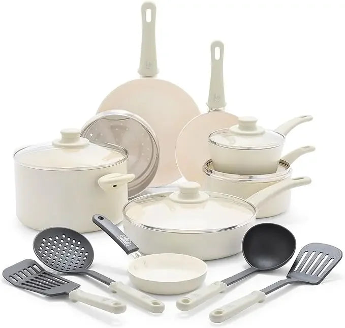 16 Piece Healthy Ceramic Nonstick Kitchen Cookware Set- 7 Colors