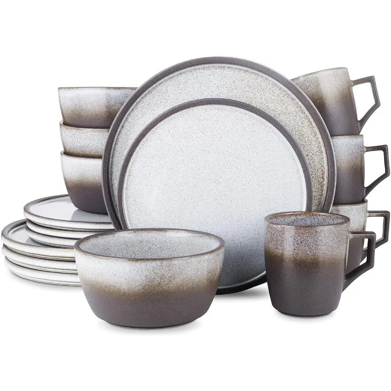 Tom Stoneware Reactive Glaze Dinnerware Set, 16/32 piece