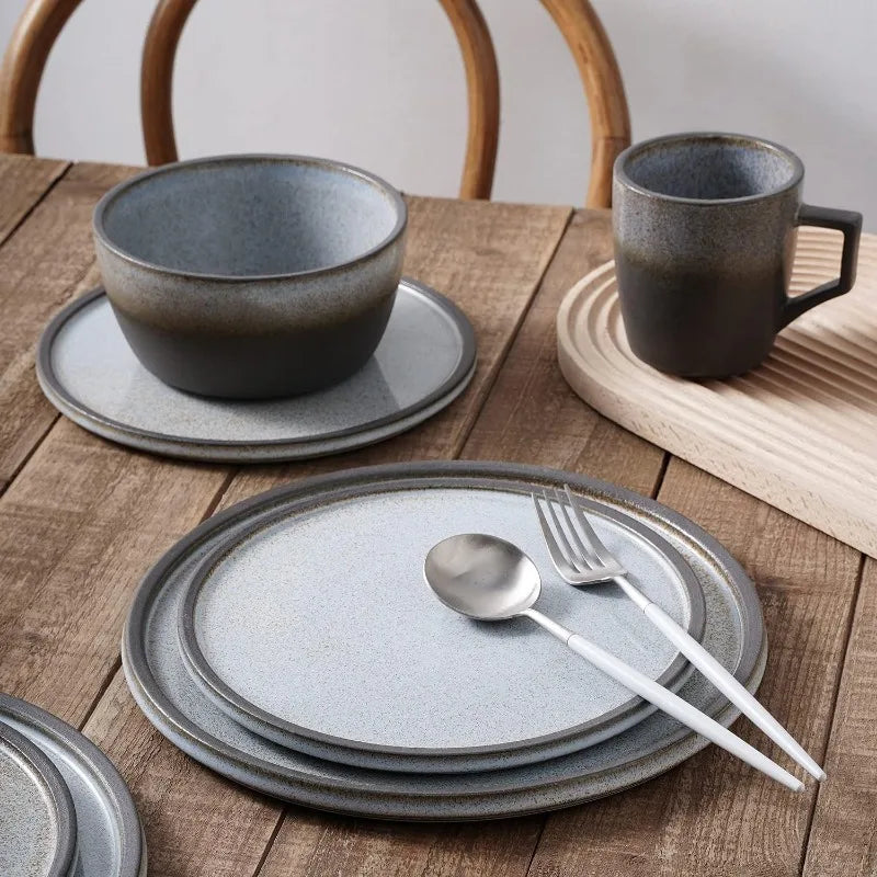 Tom Stoneware Reactive Glaze Dinnerware Set, 16/32 piece