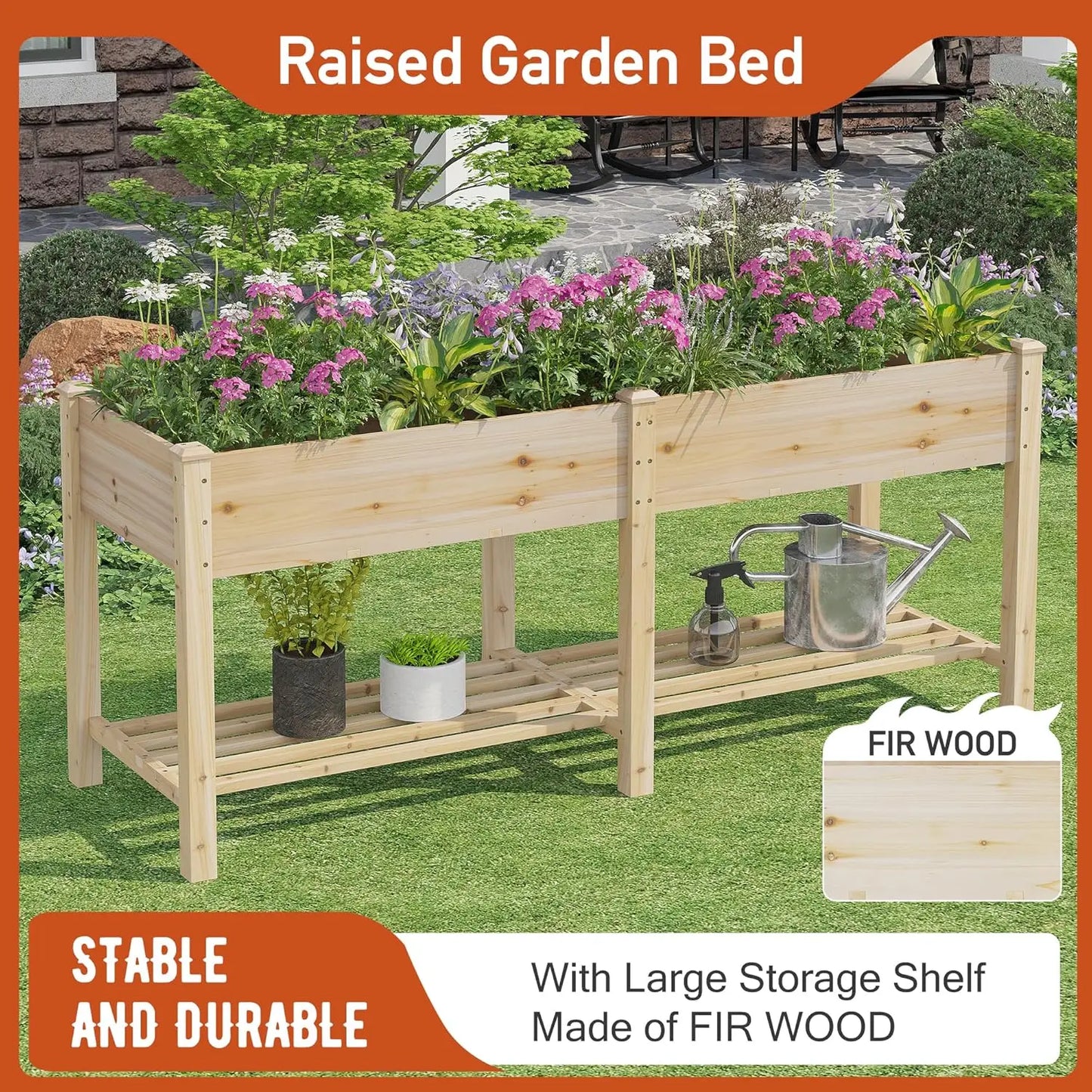 Elevated Garden Bed with Legs Wood Planter Box