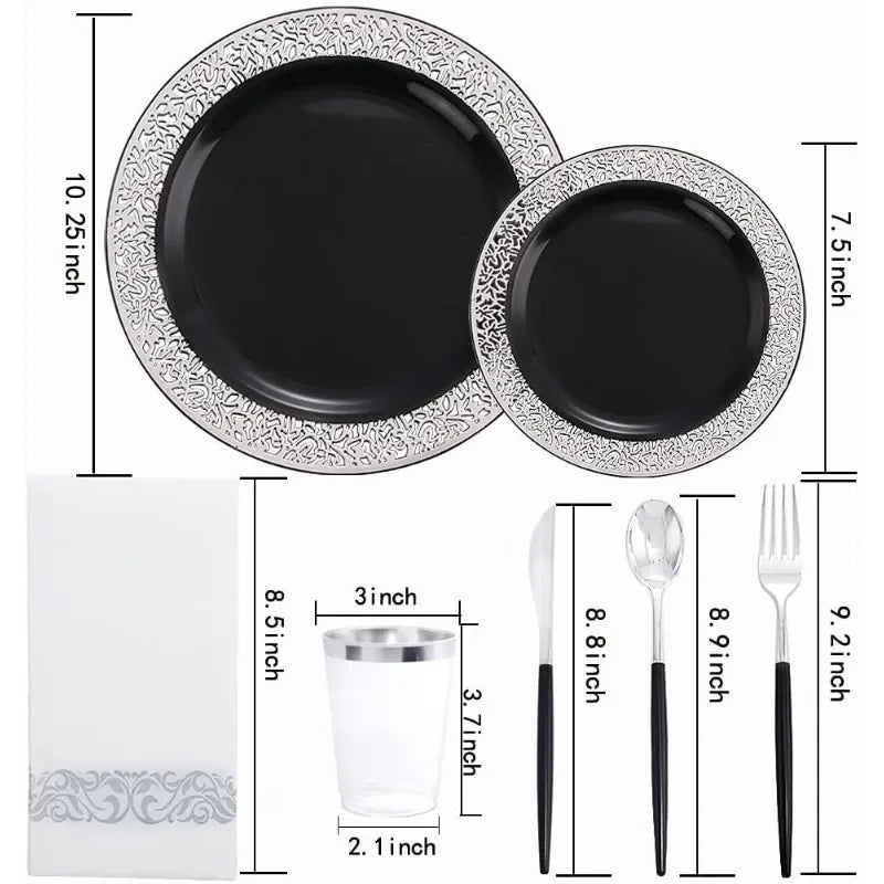 350 pcs Plastic Dinnerware Set