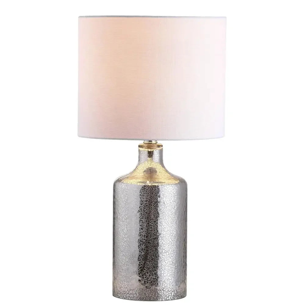 19in H Rustic Silver/Ivory Chic Glass Design LED Touch Sensor Table Lamp