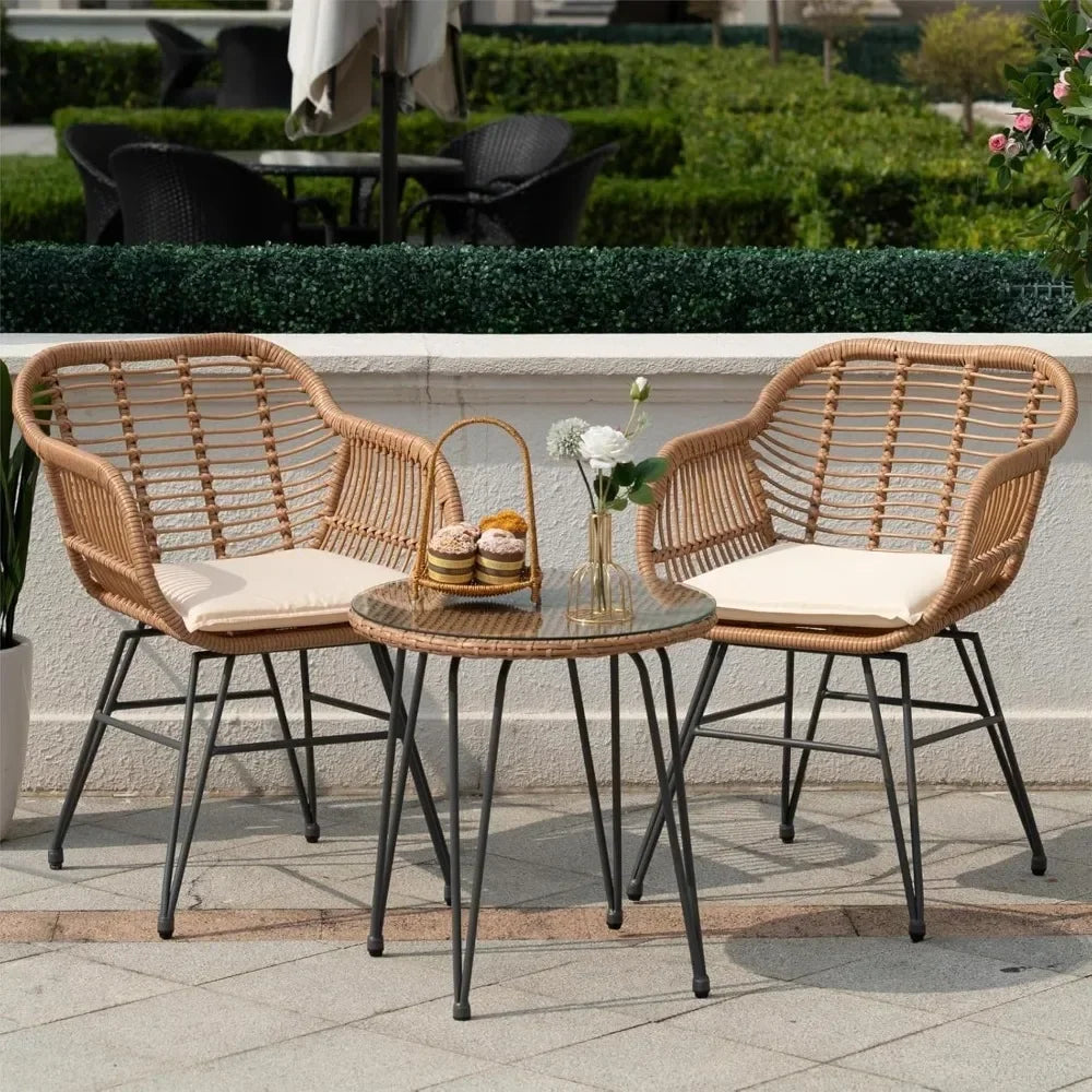 3 Piece Wicker Bistro Patio Set