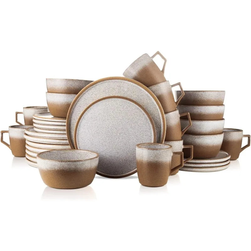 Tom Stoneware Reactive Glaze Dinnerware Set, 16/32 piece