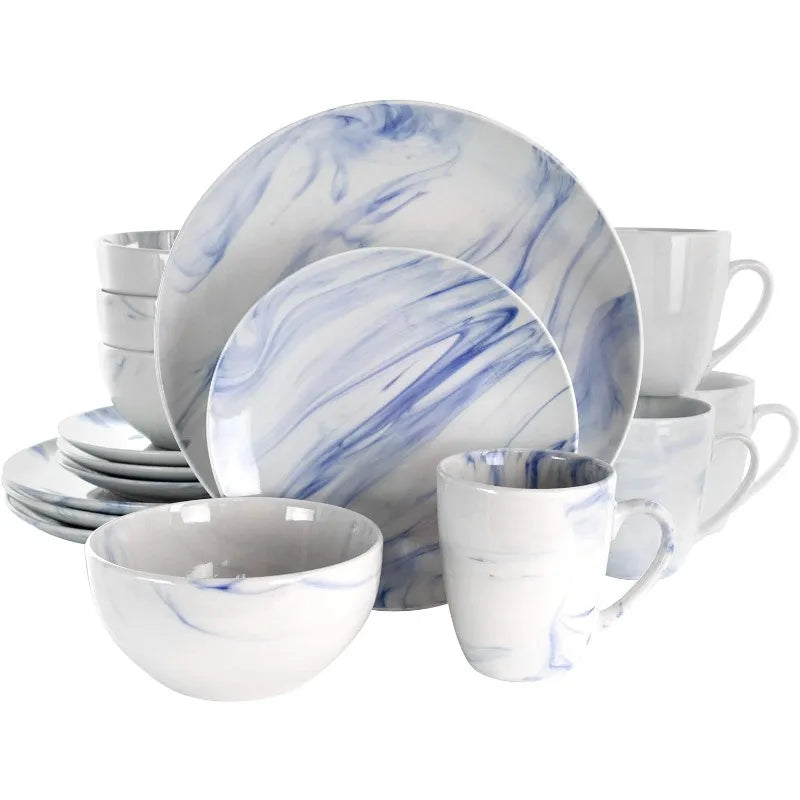 Fine Round Gloss Dinnerware Dish Set, 16 Piece,