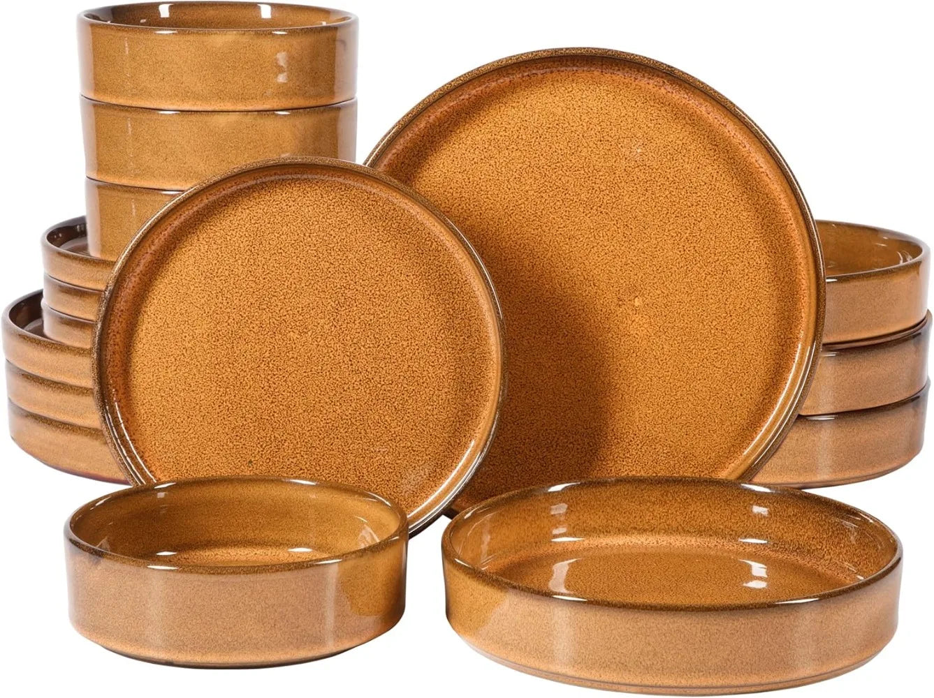 Oprah's Favorite Things - Santorini Mist Double Bowl Terracotta Reactive Glaze Plates and Bowls Dinnerware Set