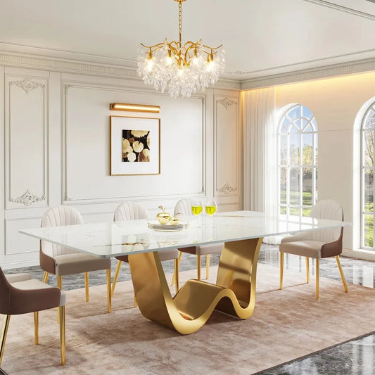 7-Piece Easy Assembly Dining Table Set with Tempered Glass Top