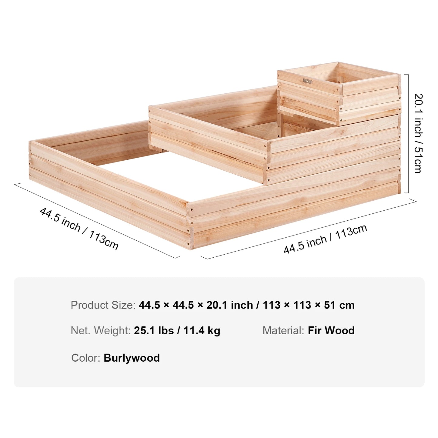 Wooden Raised Garden Bed Planter Box Elevated/Floor w/ Whole Kit and Drainage System