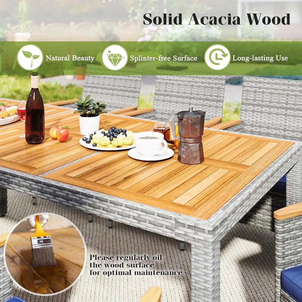 9 Piece PE Wicker Patio Dining Set