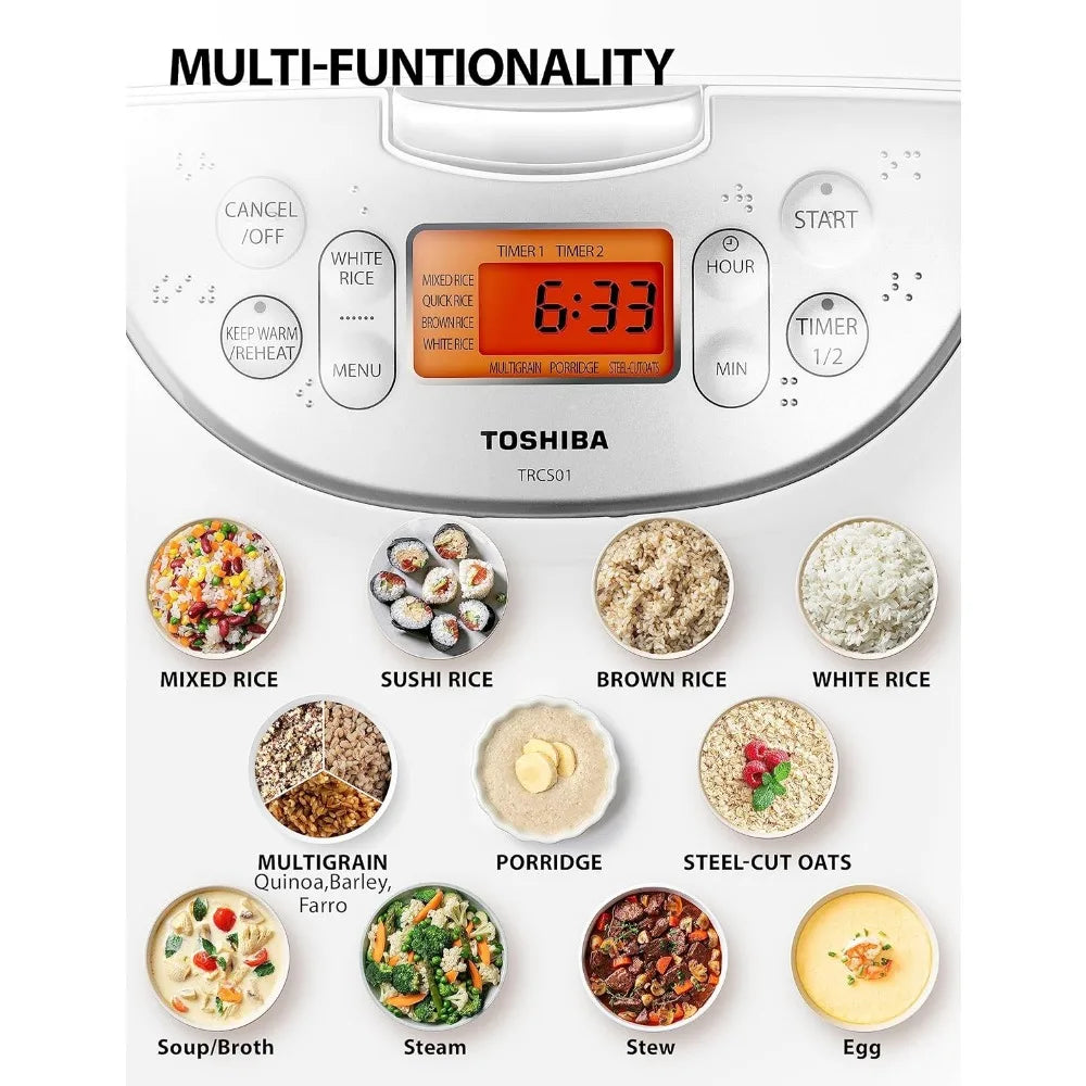 6 Cup – Japanese Rice Cooker with Fuzzy Logic Technology, 7 Cooking Functions, Digital Display