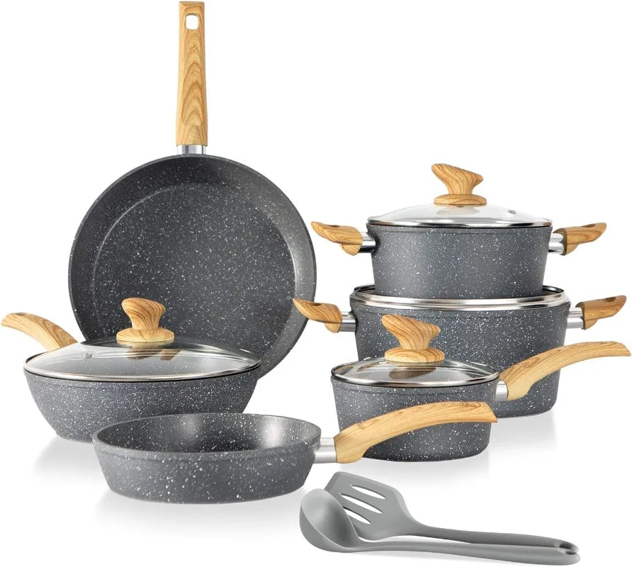 12/17-piece Granite Nonstick Cookware Sets