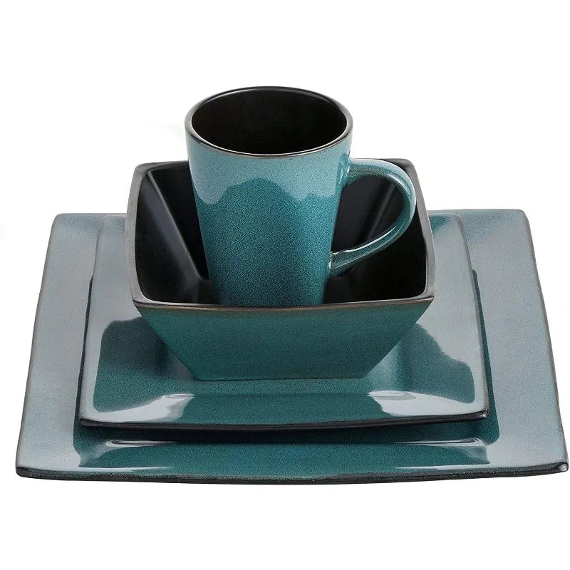 16 Piece Dinnerware Set, Turquoise