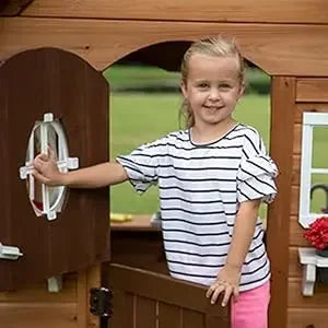 Kid's All Cedar Playhouse with Attached Picnic Bench