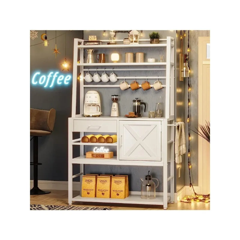 Kitchen Baker's Rack and Coffee Bar Cabinet