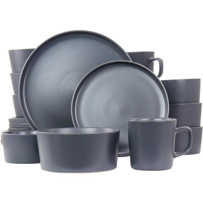 Luxmatte Dinnerware Set, 20 Piece, White, Dark Gray, Light Grey, Black