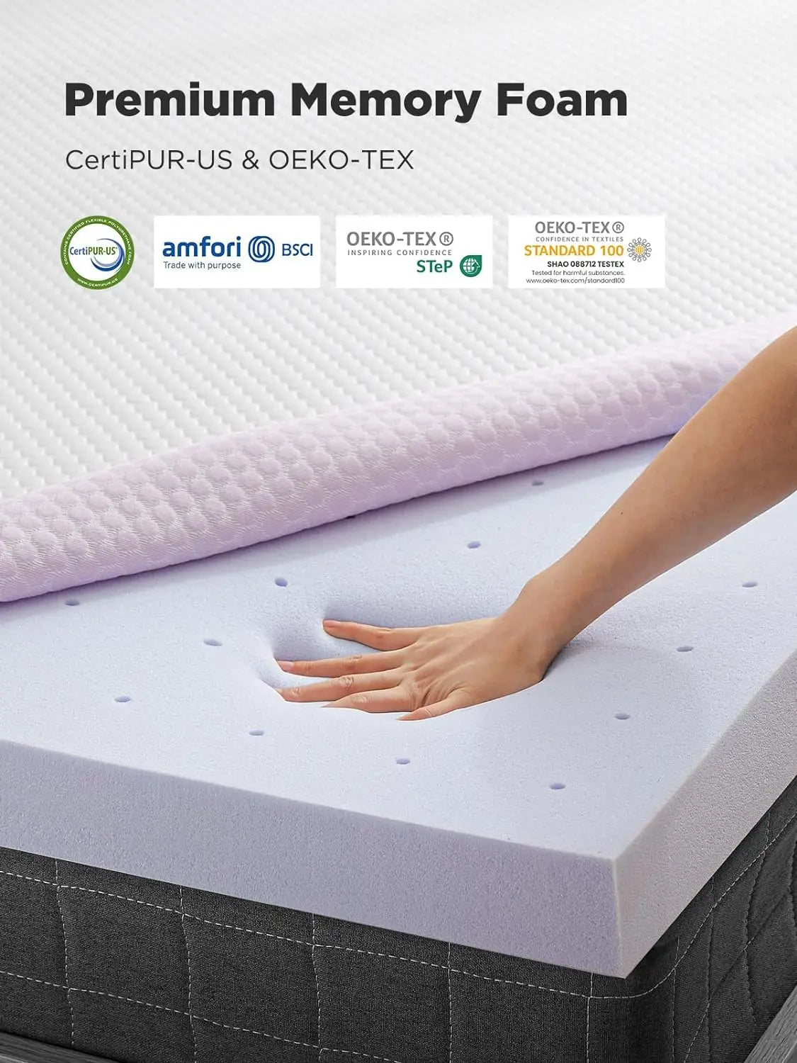 3 Inch Gel Memory Foam Mattress Topper for Pressure Relief, Full/Twin/Full/Queen/King optional