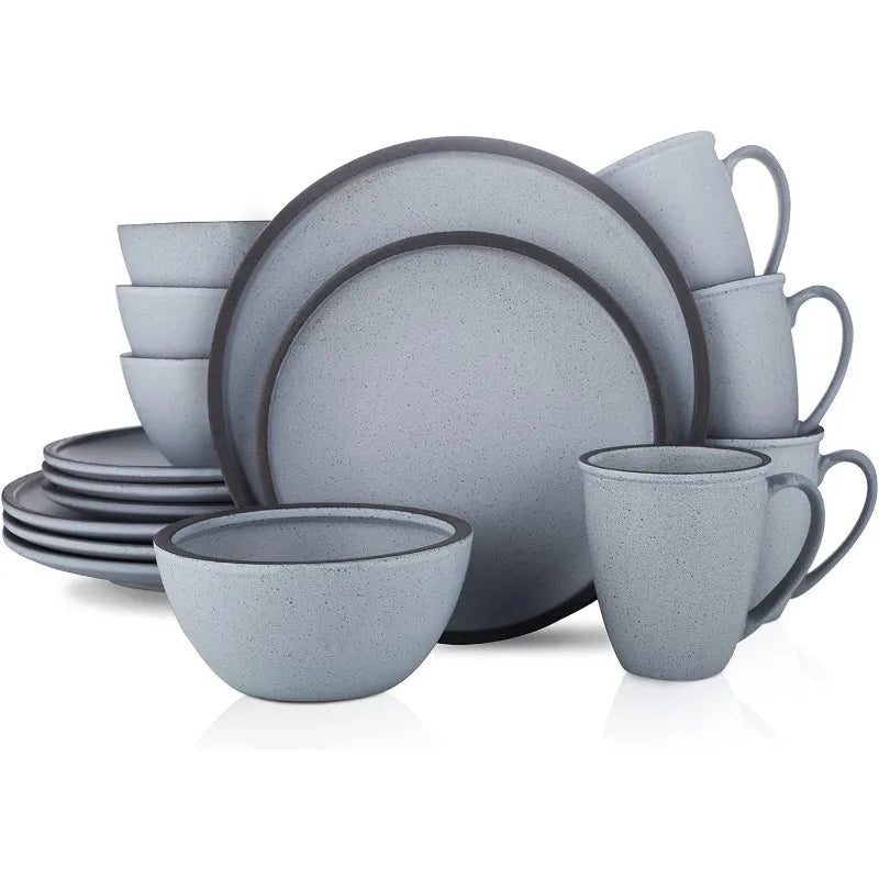 Tom Stoneware Reactive Glaze Dinnerware Set, 16/32 piece