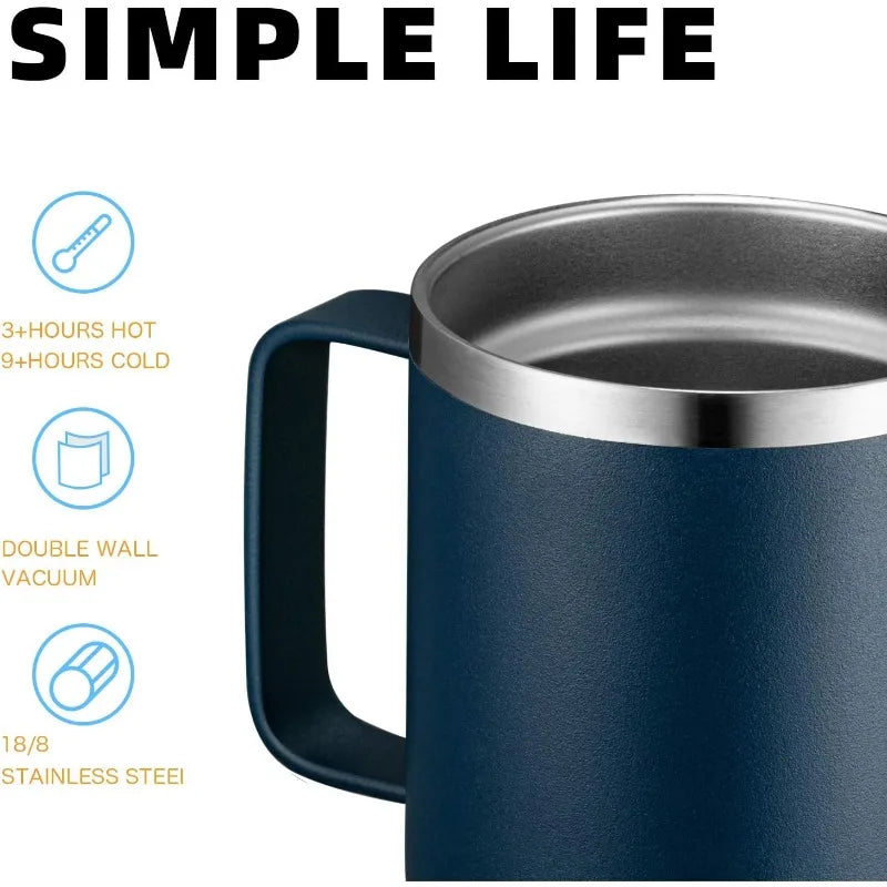 12oz Stainless Steel Insulated Coffee Mug With Handle